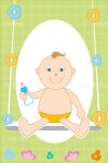 Baby on Swing with Baby Bottle
